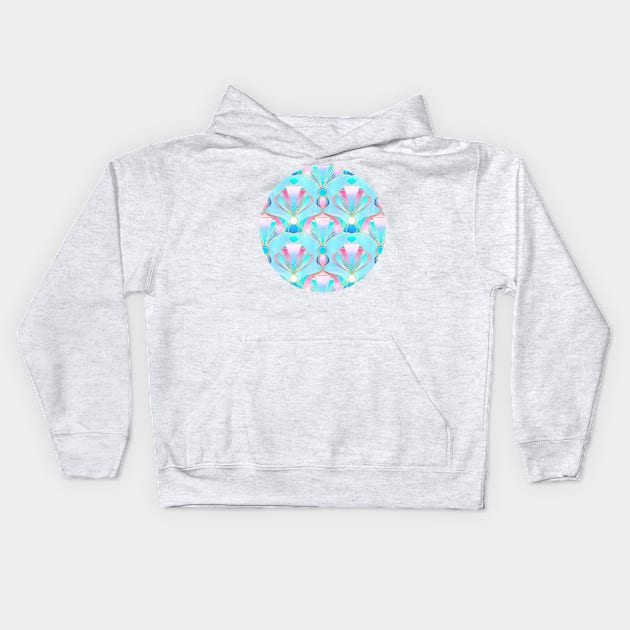 Bright Pastel Art Deco Pattern Kids Hoodie by micklyn